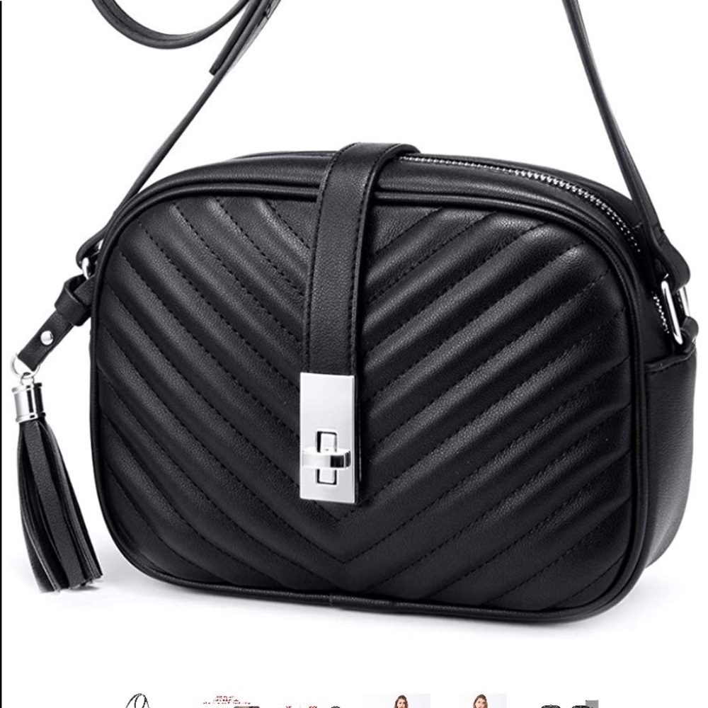 Black quilted crossbody bag